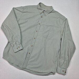 Eddie Bauer Men's Button Up Long Sleeve Green Plaid Shirt Sz XL EXCELLENT!!!